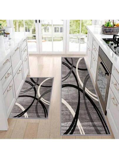 قطعة واحدة سجادة أرضية مطبخ سميكة ناعمة، مضادة للانزلاق والتلطيخ بالزيوت، مقاومة للماء وانزلاق، سجادة أرضية قابلة للغسل بالآلة، لباب المدخل والمطبخ وغرفة المعيشة وغرفة الغسيل والحمام ، ديكور الغرفة