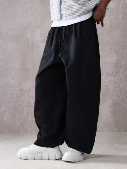 SUMWON بنطلون لِلْخَصْرِ واسع الجدا بقصة تكسير عالية الموضة بطابع ياباني للشارع بنمط بليزر فضفاض مرن الخصر، بناطيل كاجوال لفصلي الخريف والشتاء