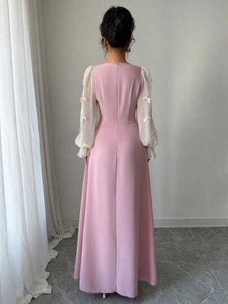 فساتين حريمي Modelyn العيد فستان نسائي مخصر بخصر مزين بخناق ولمسات زهرية ثلاثية الأبعاد منسوج كرباتش