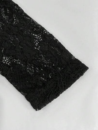 INAWLY بدلة سباحة طويلة الأكمام مزينة بالشريط الشفاف المفرغ للنساء ذات طابع جذاب