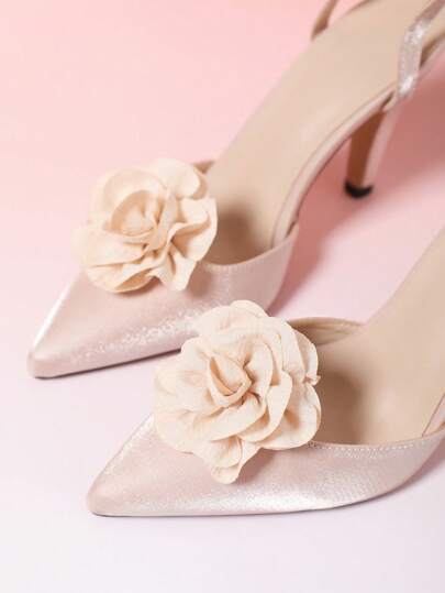 زوج واحد من زينة الحذاء القابلة للإزالة DIY ، تزيينات زهرة الوردة باللون البني والزهري والخوخي الأحمر والأحمر والبني والمشمش ، من البوليستر ، إكسسوارات أنيقة وأنيقة على الطراز البوهيمي لأحذية الكعب العالي والأحذية المسطحة