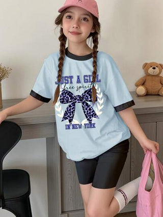 girls-sets مجموعة تي شيرت بأكمام قصيرة وشورت بسيطة للفتيات المراهقات، مناسب للصيف،مكون من قطعتين
