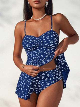 طقم تانكيني حريمي Swim Lushoire بدلة سباحة مزدوجة طبعة الأزهار والطبقات للنساء لرحلة الإجازة
