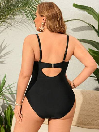 Swim Lushoire ملابس سباحة قطعة واحدة للسيدات بحجم كبير بلون أحادي بحمالات وسلك مدعم ، أنيقة وعصرية لأيام العطلات والشاطئ