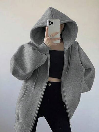 INAWLY معطف فضفاض كاجوال بسوستة للنساء