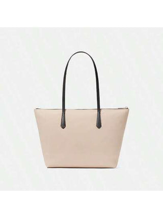 Kate Spade حقيبة كبيرة نايلون من نوع كيت بلون بيج دافئ ذات سعة كبيرة مع سحاب، حقيبة كتف خفيفة الوزن للنساء