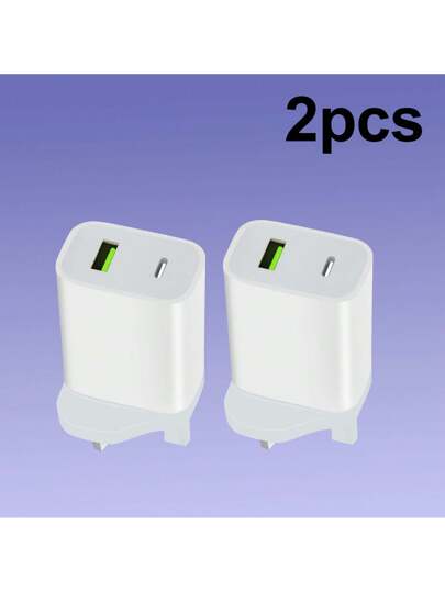 شاحن حائط USB C قطعة/قطعتان، محول طاقة قابس سريع مزدوج متوافق مع هواتف آيفون من إصدار 16/15/14/14 برو/13/12/11/XS، مناسب للسفر، المكتب، السكن، والمنزل متعدد المنافذ