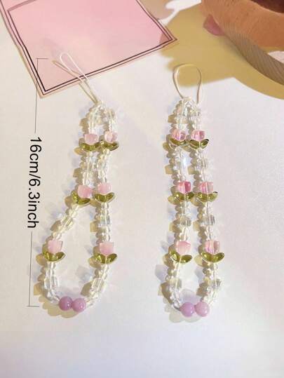 1 قطعة لإكسسوار الهاتف على شكل زهرة التوليب البسيطة قلادة و سلسلة معصم، زينة يومية متعددة الاستخدامات للهاتف أو الكاميرا، هدايا لعيد الأم، العائلة، الأصدقاء، عيد الميلاد، العطلات، سلسلة للهاتف