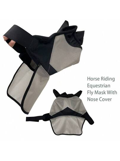 1 قطعة قناع الحصان ضد الذباب، غطاء الأنف الطويل للتصدي للذباب، قناع عالي الجودة من التريليون لحماية الخيل