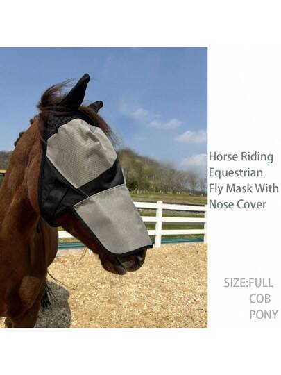 1 قطعة قناع الحصان ضد الذباب، غطاء الأنف الطويل للتصدي للذباب، قناع عالي الجودة من التريليون لحماية الخيل