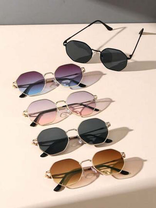 5 قطع نظارات مع إطار معدني هندسي ملون كلاسيكية ، نظارات أساسية لا تنتقل من الموضة ، مناسبة للملابس والسفر والتخييم وتناسب الشباب ، إكسسوارات مميزة