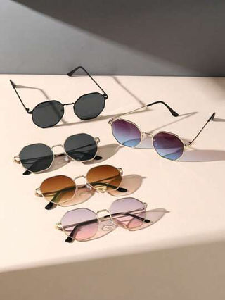 5 قطع نظارات مع إطار معدني هندسي ملون كلاسيكية ، نظارات أساسية لا تنتقل من الموضة ، مناسبة للملابس والسفر والتخييم وتناسب الشباب ، إكسسوارات مميزة