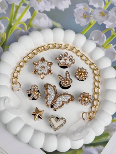 22 قطعة (فراشة ، زهرة ، تاج ، فيونكة ، أرنب ، قلب ، نجمة) مشابك حذاء ، ديكورات DIY ، مناسبة لصنادل النساء والشبشب والحقائب الشاطئية ، ملحقات مشبك متعدد الوظائف - هدية مثالية للمناسبات والحفلات والمناسبات الخاصة