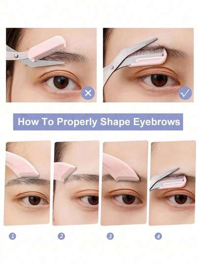 4 قطع/2 قطعة/1 قطعة مجموعة ملقط حواجب من الفولاذ المقاوم للصدأ، مشرط حواجب مقوس، مقص حواجب مع مشط، أداة تجميل للمبتدئين مناسبة لجميع أنواع البشرة، ملحقات إزالة الشعر للرجال والنساء