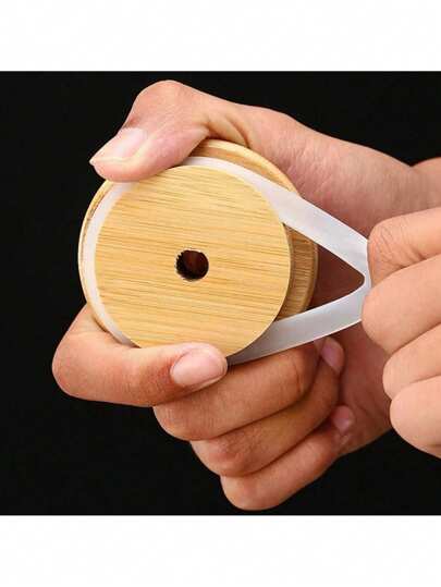 كوب زجاجي شفاف - غطاء من البامبو مع قش - كأس زجاجي واضح - طراز شمالي بسيط - مثالي للمشروبات الباردة الصيفية/المياه الفوارة/المشروبات المنزلية - طبيعي وأنيق