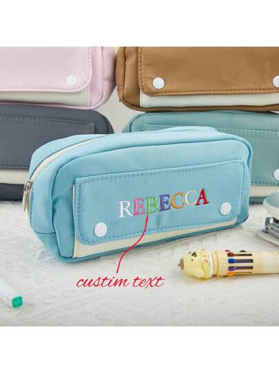 1 قطعة حافظة أقلام كبيرة السعة ملونة شخصية، حافظة أقلام مع اسم مخصص، حقيبة أقلام جميلة لبداية الموسم الدراسي، هدية فريدة لبداية الموسم الدراسي ، عودة إلى المدرسة ، مستلزمات مدرسية