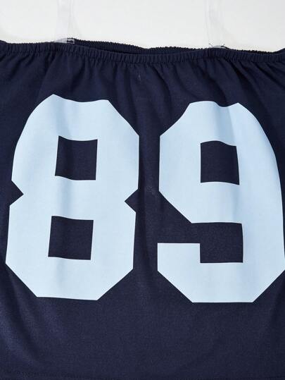 مايوه حريمي قطعة واحدة زوج/مجموعة من البنات المراهقات بنمط كاجوال ملتحق بالمدرسة، قميص كم قصير كتف غير متماثل، وبنطلون ساق واسعة