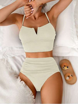 طقم تانكيني حريمي Swim Basics نساء شورت قصير ذو نسيج مخطط ذو خصر مرتفع مناسب للكاجوال والعطلات، مجموعة ملابس سباحة مكونة من ملابس علوية خزان أسود ذو أشرطة تحكم في البطن tankini ، للصيف
