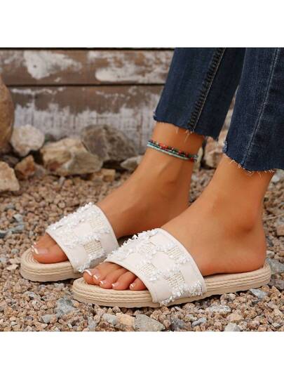 أحذية شاطئ كاجوال سهلة مسطحة، صنادل أنيقة ومريحة للنساء، مناسبة للارتداء مع الفساتين، أحذية شبشب شاطئ أنيقة للسيدات، مانعة للانزلاق ومتينة