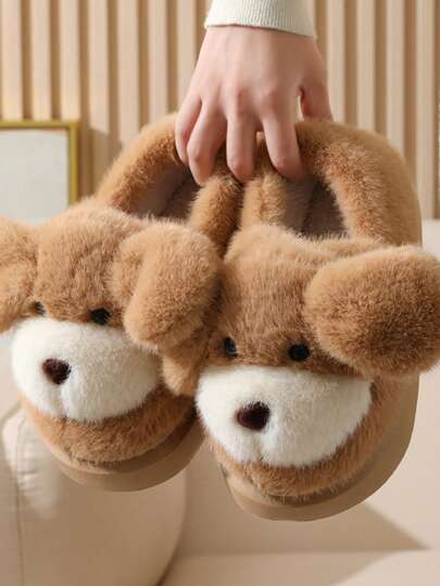احذية منزلية/خارجية دافئة قابلة للارتداء محبوبة بشكل طفل كلب، للنساء والبنات، موديل 2025 مريحة وناعمة