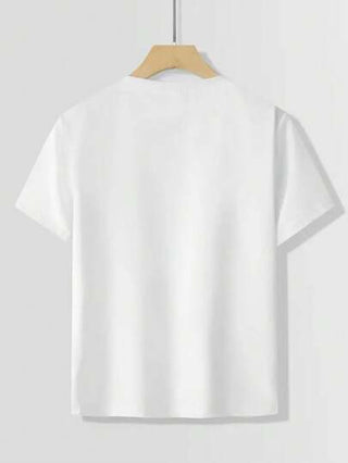 تي شيرت قصير الأكمام بياقة مستديرة مطبوع للصبية والمراهقين الكاجوال للصيف