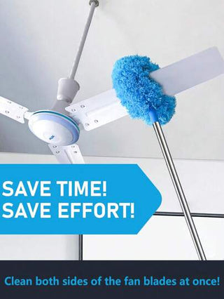 فرشاة تنظيف المراوح السقفية متناهية الدقة بمقبض طويل 12 قدم - قفل الأتربة، قابلة لإعادة الاستخدام، قابلة للغسل في الغسالة، فرشاة تنظيف سهلة الاستخدام - فرشاة قابلة للفك للتنظيف السهل، مثالية للاستخدام المنزلي والرحلات الترفيهية
