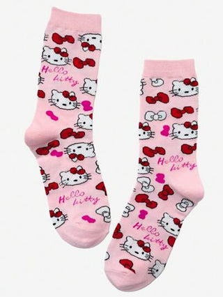 Sanrio هيلو كيتي زوج من الجوارب المتوسطة الكاحل ، جوارب للنساء ، ناعمة ومريحة ، تمنع الرطوبة ، كاجوال ومتعددة الاستخدامات ، جوارب كريو عصرية ، مناسبة للارتداء اليومي ، مناسبة كهدية للأصدقاء