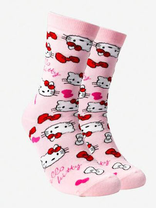 Sanrio هيلو كيتي زوج من الجوارب المتوسطة الكاحل ، جوارب للنساء ، ناعمة ومريحة ، تمنع الرطوبة ، كاجوال ومتعددة الاستخدامات ، جوارب كريو عصرية ، مناسبة للارتداء اليومي ، مناسبة كهدية للأصدقاء