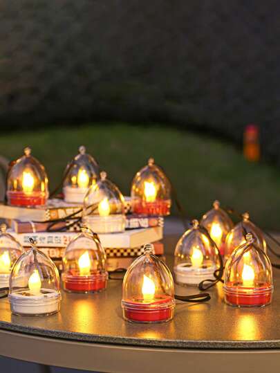 2 قطعة ضوء شمسي خارجي معلق كشمعة LED ، 1000 لومن ، مناسب للأماكن المؤجرة والمنازل والحدائق والأماكن الخارجية المائية والفلل والحديقة والشرفة