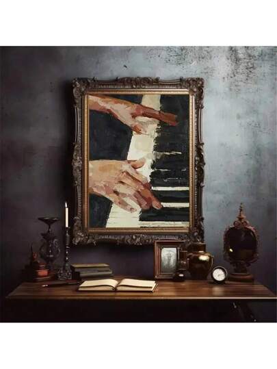 قطعة واحدة من لوحة قماشية بتصميم بيانو قديم - إطار اختياري ديكور جداري لعشاق الموسيقى، مثالية لغرفة النوم والمكتب وغرفة المعيشة والمقهى والبار بأسلوب كلاسيكي فاخر، لوحة حبر على قماش، صورة شخصية، متوافقة للاستخدام الداخلي والخارجي، مناسبة لديكور...
