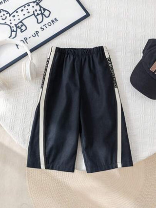 SHEIN بنطلون طويل للأطفال الصبية والبنات الرضع بخصر مزود بسحاب متراخي، أسلوب كوريا، مناسب للربيع والصيف، للارتداء في المنزل أو خارجه