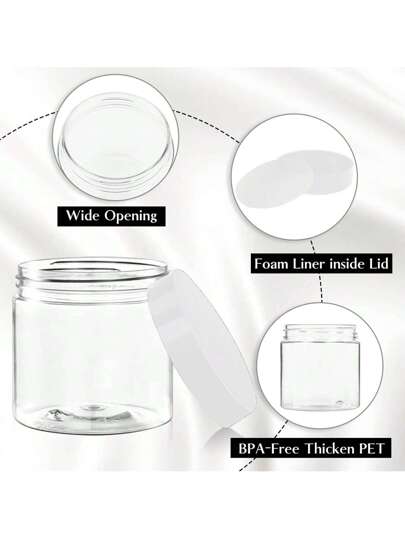 6 قطع من زجاجات التخزين البلاستيكية بقطر 7 سم مع أغطية بيضاء، أوعية الطلاء، حاويات الكريم والقناع، زجاجات كريم العيون ومرطب الوجه، زجاجات عينة شفافة من البولي إيثيلين، تغليف مستحضرات التجميل