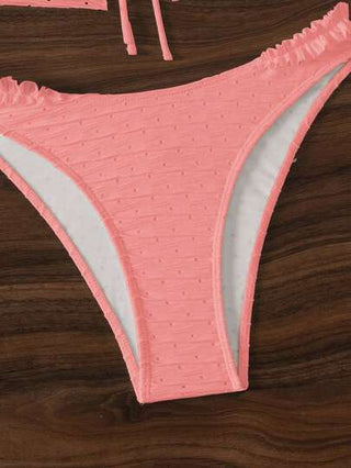 طقم تانكيني حريمي Swim Mod طقم بنات لبس سباحة مكون من ملابس علوية كشكش و أسفل سباحة، مخصص للصيف والشاطئ والإجازات، ذو تصميم رشيق ومغر