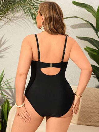 Swim Lushoire زي سباحة قطعة واحدة للمرأة بحجم كبير, لون أحادي مع كأس قابض صلب ودعامات سلكية ، بتصميم موناكيني كاجوال مناسب للعطلات الصيفية