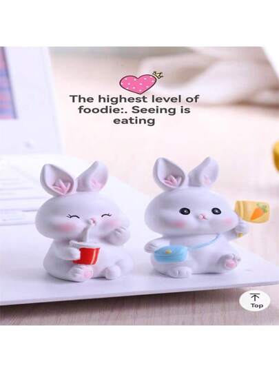 قطعة واحدة من التماثيل الصغيرة للأرانب المشفية الجميلة والمبتكرة،إكسسوار ديكور المنزل،زينة دمية المنزل،رأس الكعكة،زينة مكتب المكتب،هدية عيد الميلاد ،هدية عطلة