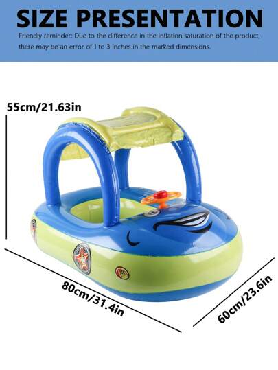قطعة واحدة حلقة سباحة قابلة للنفخ لحمام السباحة للأطفال، طوق سباحة طفولي قابل للنفخ لتعليم الأطفال السباحة في حمام السباحة أو حوض الاستحمام ، قارب/سيارة سباحة قابلة للنفخ ، سباحة صيفية