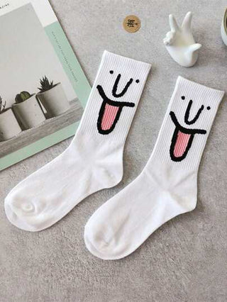 10 أزواج جوارب بلوغ الكاحل المضحكة، جوارب طويلة عالية الخصر يونيسكس بطابع كرتوني لفصلي الربيع والخريف