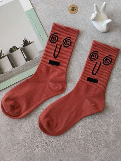 10 أزواج جوارب بلوغ الكاحل المضحكة، جوارب طويلة عالية الخصر يونيسكس بطابع كرتوني لفصلي الربيع والخريف