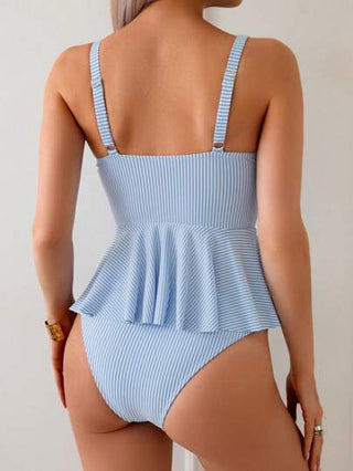 طقم تانكيني حريمي Swim Lushoire طقم ملابس سباحة كاجوال مخطط مكون من تانكيني للنساء أثناء العطلة الصيفية والشاطئ