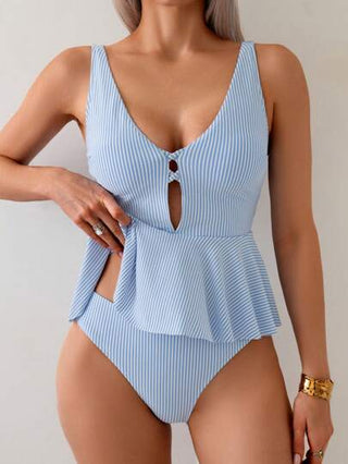 طقم تانكيني حريمي Swim Lushoire طقم ملابس سباحة كاجوال مخطط مكون من تانكيني للنساء أثناء العطلة الصيفية والشاطئ