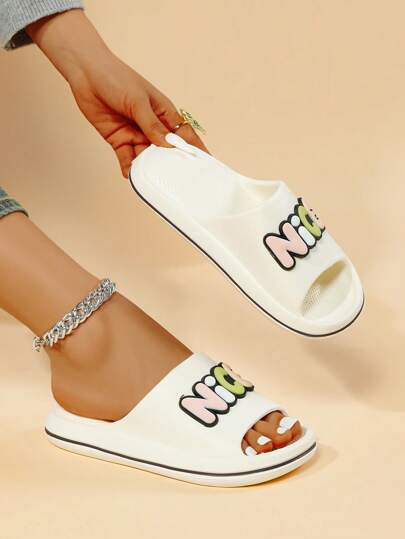 نعال منزلية للنساء، من الفينيل الحراري (EVA) ذات نعل سميك جذاب، نعال رياضية بنعل هوائي، قاع ناعم للأحذية المنزلية