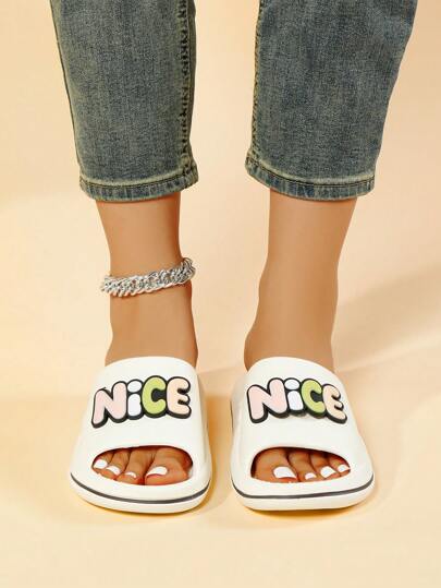 نعال منزلية للنساء، من الفينيل الحراري (EVA) ذات نعل سميك جذاب، نعال رياضية بنعل هوائي، قاع ناعم للأحذية المنزلية