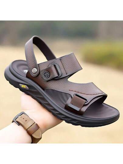 صنادل جلد طبيعي للرجال | شبشب وأحذية داخلية ناعمة للاستخدام في المنزل/الشاطئ/السفر | تصميم مريح بوحدة أسفل غير انزلاقية