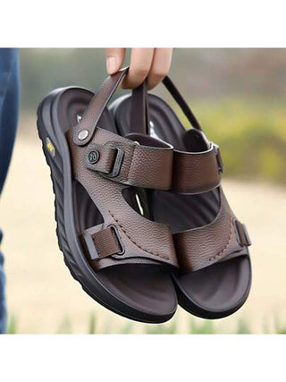 صنادل جلد طبيعي للرجال | شبشب وأحذية داخلية ناعمة للاستخدام في المنزل/الشاطئ/السفر | تصميم مريح بوحدة أسفل غير انزلاقية