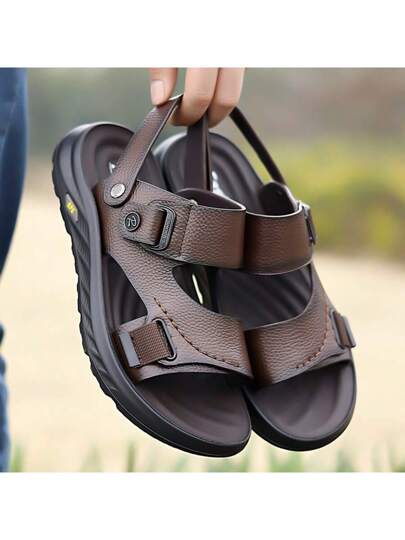 صنادل جلد طبيعي للرجال | شبشب وأحذية داخلية ناعمة للاستخدام في المنزل/الشاطئ/السفر | تصميم مريح بوحدة أسفل غير انزلاقية