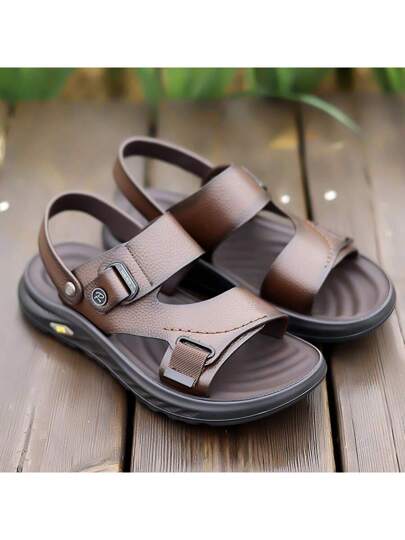صنادل جلد طبيعي للرجال | شبشب وأحذية داخلية ناعمة للاستخدام في المنزل/الشاطئ/السفر | تصميم مريح بوحدة أسفل غير انزلاقية