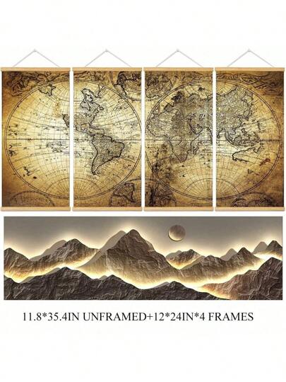 BAEMEFLE لوحة جدارية بدون إطار، منظر طبيعي ل- "ريجاو جينشان" لديكور المنزل، لوحة فنية ذات منظر طبيعي على قماش فاخر، زينة حائطية، لوازم ديكور الغرف، جداريات المنزل، فن حائطي تجريدي لتزين غرفة المعيشة والنوم ومكتب المنزل - طباعة عالية الدقة، هدية...