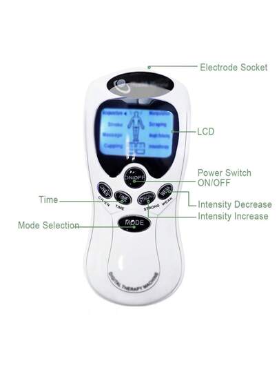 جهاز ماسج وعلاج طبيعي للجسم ١٥ مستوى شدة ب- 8 برامج، أجهزة EMS و TENS لتنشيط وتحفيز العضلات، لماسج كامل الجسم مع ٨ وسادات كهربائية