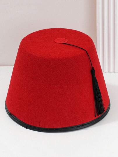 1 قبعة فيز أحادية اللون للرجال بلون أحمر أمريكي، هدية جديدة وممتعة، قبعة تركية مناسبة للمهرجانات والحفلات والارتداء اليومي والتنكر والحفلات الاعتيادية، اكسسوارات المهرجان