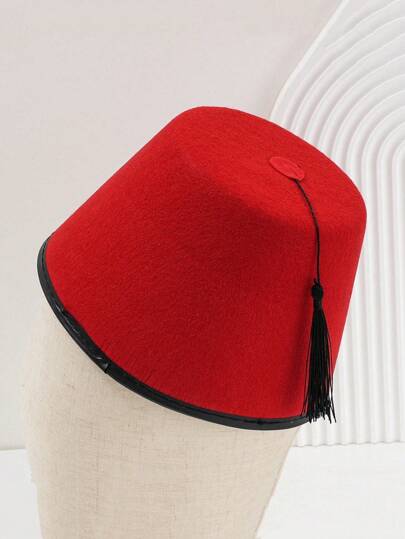 1 قبعة فيز أحادية اللون للرجال بلون أحمر أمريكي، هدية جديدة وممتعة، قبعة تركية مناسبة للمهرجانات والحفلات والارتداء اليومي والتنكر والحفلات الاعتيادية، اكسسوارات المهرجان